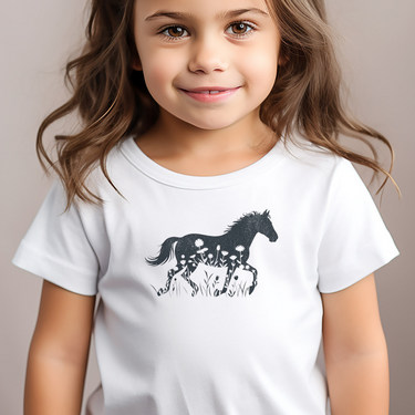 Flower Horse Light Toddler T Shirt - White